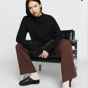 Reformation Cropped Cashmere Turtle Rollneck Black Size XL